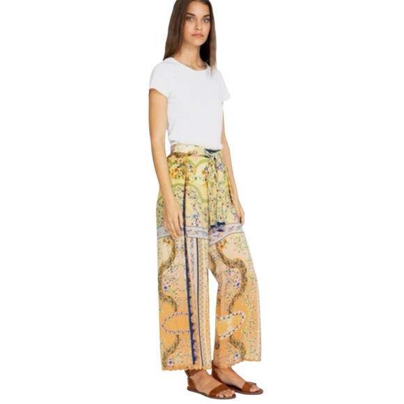 Johnny Was Silky Printed Wide Open Leg Pull On Bohemian Artsy Pants Women’s XL - Picture 1 of 10